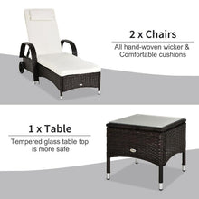 Load image into Gallery viewer, 3 Piece Adjustable Outdoor Wicker Lounge Chair Set - Adler's Store