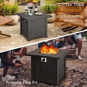 30 Inch Square Fireplace Coffee Table Propane Gas Fire Pit Patio Centerpiece - Adler's Store