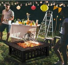 Load image into Gallery viewer, 32 Inch Outdoor Metal Fire Pit Square Stove With Mesh Cover - Adler's Store