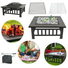 Load image into Gallery viewer, 32 Inch Outdoor Metal Fire Pit Square Stove With Mesh Cover - Adler's Store