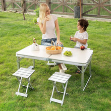 Load image into Gallery viewer, 4 Ft Folding Aluminum Picnic Table with 4 Stools - Adler's Store