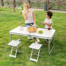 Load image into Gallery viewer, 4 Ft Folding Aluminum Picnic Table with 4 Stools - Adler's Store