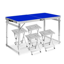 Load image into Gallery viewer, 4 Ft Folding Aluminum Picnic Table with 4 Stools - Adler's Store