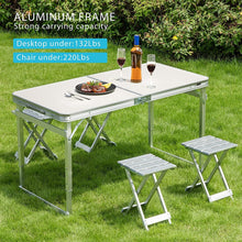 Load image into Gallery viewer, 4 Ft Folding Aluminum Picnic Table with 4 Stools - Adler's Store