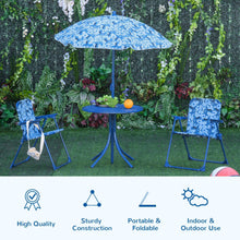 Load image into Gallery viewer, 4-Piece Kids Portable Folding Table and Chair Set with Removable Adjustable Umbrella - Adler's Store