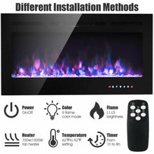 Load image into Gallery viewer, 40 Inch Electric Recessed Wall Mounted Multicolor Flame Fireplace - Adler's Store