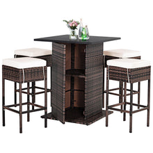 Load image into Gallery viewer, 5 Piece Rattan Patio Bar Table Set with Concealed Storage Shelf - Adler&#39;s Store