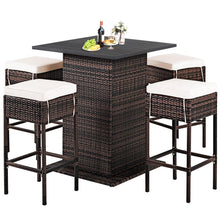 Load image into Gallery viewer, 5 Piece Rattan Patio Bar Table Set with Concealed Storage Shelf - Adler&#39;s Store