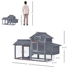 Load image into Gallery viewer, 59 Inch Wooden Chicken Coop Hen House with Nesting Box and Run - Adler's Store