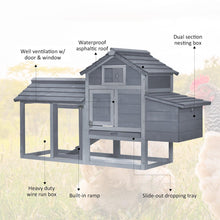 Load image into Gallery viewer, 59 Inch Wooden Chicken Coop Hen House with Nesting Box and Run - Adler's Store