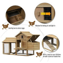 Load image into Gallery viewer, 59 Inch Wooden Chicken Coop Hen House with Nesting Box and Run - Adler's Store