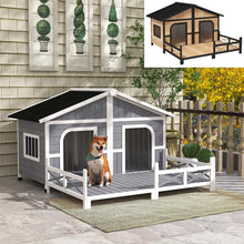 Load image into Gallery viewer, 59 x 64 x 39 Inch Wooden Cabin Style Dog House for Small and Medium Dogs - Adler's Store