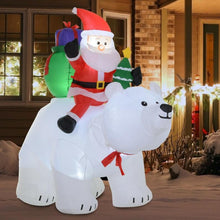 Load image into Gallery viewer, 6 Foot Light Up Inflatable Santa Claus and Polar Bear Holiday Decor - Adler's Store