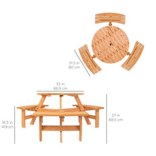 Load image into Gallery viewer, 6-Person Fir Wood Picnic Table with Umbrella Hole - Adler's Store