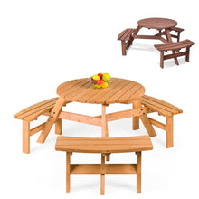 Load image into Gallery viewer, 6-Person Fir Wood Picnic Table with Umbrella Hole - Adler's Store