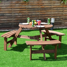 Load image into Gallery viewer, 6-Person Fir Wood Picnic Table with Umbrella Hole - Adler's Store