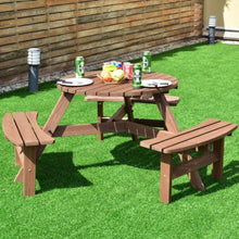 Load image into Gallery viewer, 6-Person Fir Wood Picnic Table with Umbrella Hole - Adler's Store