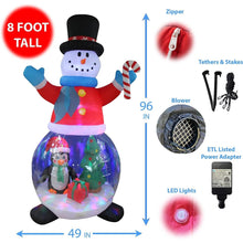 Load image into Gallery viewer, 8 Ft Inflatable Snowman with Led Lighted Globe - Adler's Store