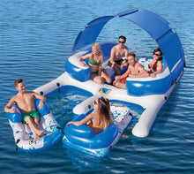 Load image into Gallery viewer, 8-Person Floating Island with UV Sun Shade and Connecting Lounge Rafts - Adler's Store