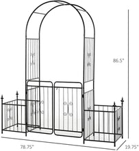 Load image into Gallery viewer, 87 Inch Metal Garden Arch with Double Doors 2 Side Planter Baskets - Adler's Store