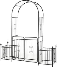 Load image into Gallery viewer, 87 Inch Metal Garden Arch with Double Doors 2 Side Planter Baskets - Adler's Store