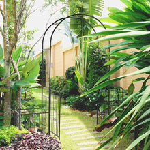 Load image into Gallery viewer, 87 Inch Metal Garden Arch with Double Doors 2 Side Planter Baskets - Adler's Store