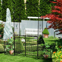 Load image into Gallery viewer, 87 Inch Metal Garden Arch with Double Doors 2 Side Planter Baskets - Adler's Store