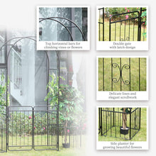 Load image into Gallery viewer, 87 Inch Metal Garden Arch with Double Doors 2 Side Planter Baskets - Adler's Store