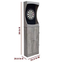 Load image into Gallery viewer, Free-Standing Game Room Dartboard Cabinet Set with 18 Steel-Tip Darts and Storage