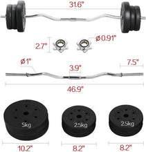 Load image into Gallery viewer, <b data-mce-fragment="1">55 lbs Home Gym Weight Lifting Exercise Barbell W Shaped handle Dumbbell Set</b> 