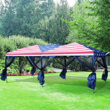 Load image into Gallery viewer, American Flag Pop up 10’x20’ Party Tent with Mesh Awning - Adler&#39;s Store