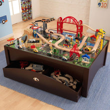 Load image into Gallery viewer, Big City Wooden Train Set with Game Table and 100 Piece Accessory Set - Adler's Store