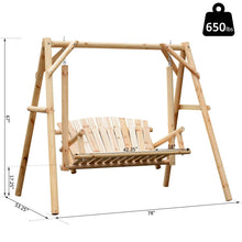 Load image into Gallery viewer, Carbonized Natural Log 6.5 Ft Loveseat 2 Person Garden Swing - Adler's Store