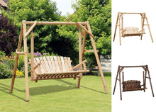 Load image into Gallery viewer, Carbonized Natural Log 6.5 Ft Loveseat 2 Person Garden Swing - Adler's Store
