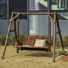 Load image into Gallery viewer, Carbonized Natural Log 6.5 Ft Loveseat 2 Person Garden Swing - Adler's Store