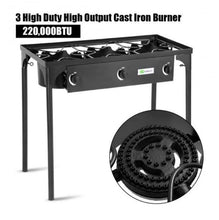 Load image into Gallery viewer, Cast Iron Portable 3 Burner Propane Gas Cooker BBQ Griller - Adler's Store