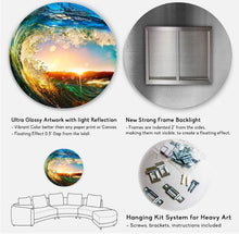 Load image into Gallery viewer, Curling Ocean Waves Seashore Sunset Metal Modern Wall Art - Adler's Store