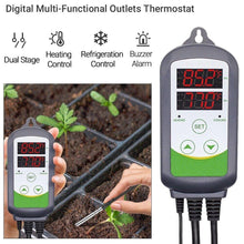 Load image into Gallery viewer, Digital 2-Stage Outlet Greenhouse Thermostat Temperature Controller - Adler's Store