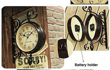 Load image into Gallery viewer, Double Sided Metal Hanging Wall Clock In Vintage Train Station Design - Adler's Store