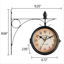 Load image into Gallery viewer, Double Sided Metal Hanging Wall Clock In Vintage Train Station Design - Adler's Store