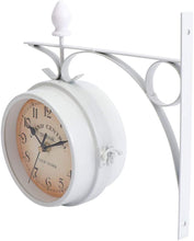 Load image into Gallery viewer, Double Sided Metal Hanging Wall Clock In Vintage Train Station Design - Adler's Store
