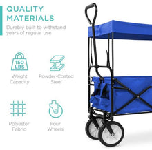 Load image into Gallery viewer, Folding Utility Camping Wagon with 2 Cup Holders and Removable Canopy - Adler's Store