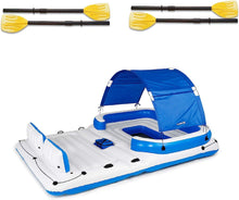 Load image into Gallery viewer, Giant Floating 6 Person Island Lounge Raft with UV Shelter and Cooler Bag - Adler's Store