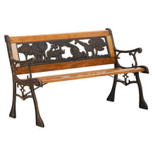 Load image into Gallery viewer, Kids Animals Décor Cast Iron and Wooden Patio Bench - Adler's Store