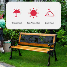 Load image into Gallery viewer, Kids Animals Décor Cast Iron and Wooden Patio Bench - Adler's Store