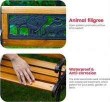 Load image into Gallery viewer, Kids Animals Décor Cast Iron and Wooden Patio Bench - Adler's Store