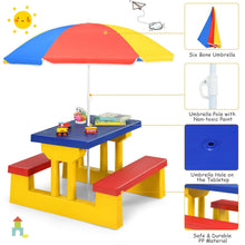 Load image into Gallery viewer, Kids Portable Picnic and Bench Table with Removable Umbrella - Adler's Store