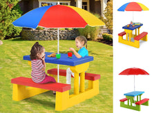Load image into Gallery viewer, Kids Portable Picnic and Bench Table with Removable Umbrella - Adler's Store