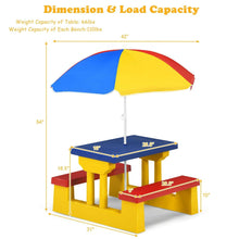 Load image into Gallery viewer, Kids Portable Picnic and Bench Table with Removable Umbrella - Adler's Store
