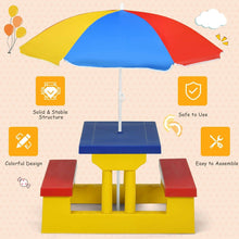 Load image into Gallery viewer, Kids Portable Picnic and Bench Table with Removable Umbrella - Adler's Store